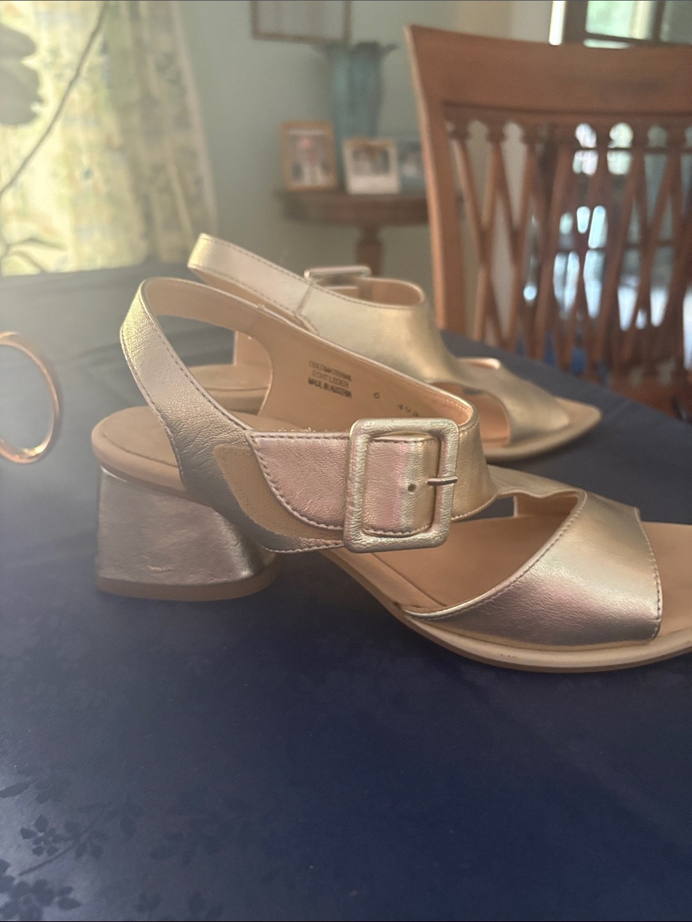 Paul Green Metallic Gold Slingback Block Heel Sandals